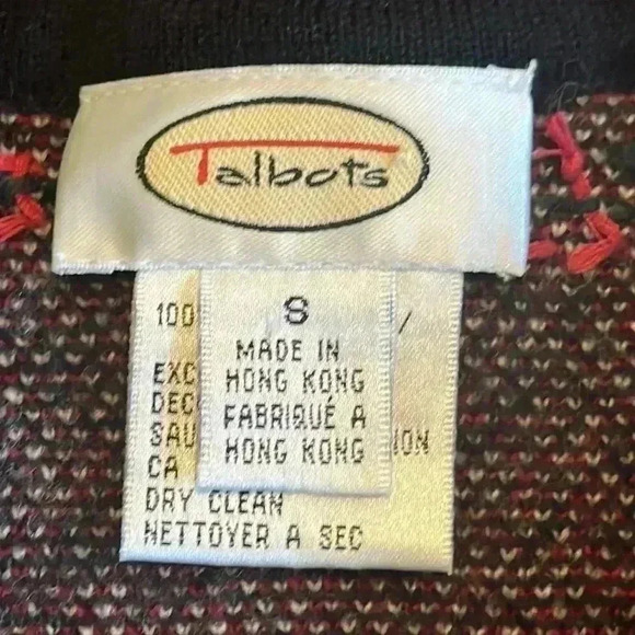 Talbots | Vintage 90’s Plaid Holiday Button Down Sweater, 100% Merino Wool - Picture 5 of 9